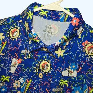 Buc-ee's Bucees Mens Hawaiian Shirt Surf Tropical Short Sleeve Large Floral Blue